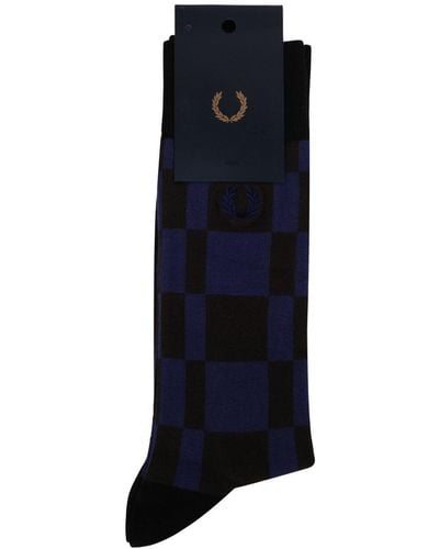 Fred Perry Socks: Fp Checkerboard - Blue