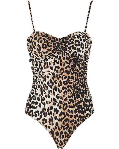 Ganni Recycled Printed Core One Piece Swimsuit - Black