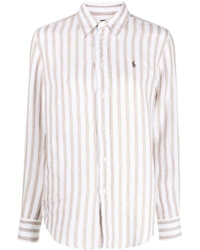 Polo Ralph Lauren Striped Linen Button-up Shirt - White