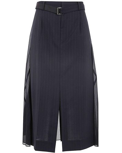 Sacai Chalk Stripe Glencheck Skirt - Blue