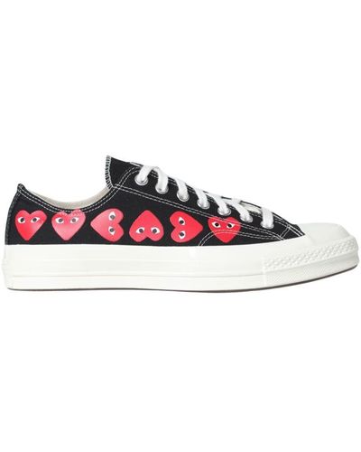 COMME DES GARÇONS PLAY Converse Multi Heart Low Top Trainers Shoes - Red