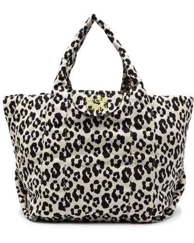 See By Chloé Logo-embroidered Animal-print Tote Bag - Black