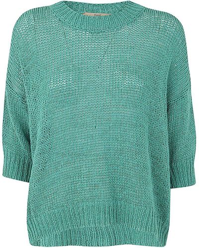 Nuur Crew-neck Boxy Pullover - Green