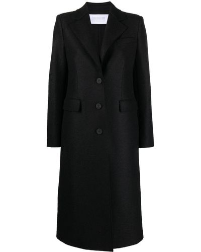 Harris Wharf London Single Breasted Coat With Shoulder Pads Pressed Wool - Black