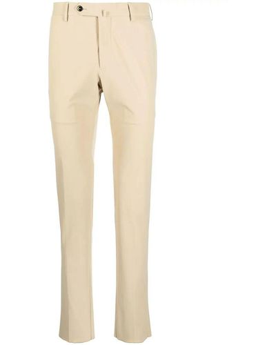 PT01 Organic Kitenic Summer Fabric Slim Flat Front Pants - Natural