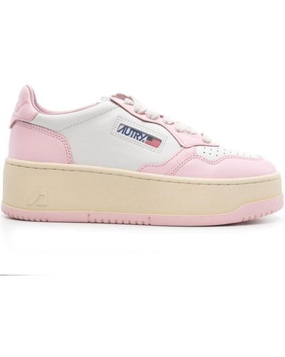Autry Platform Low Leather Trainers - Pink