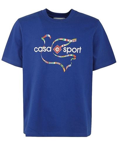 Casablancabrand Drapeau De Collombes Printed T-shirt - Blue