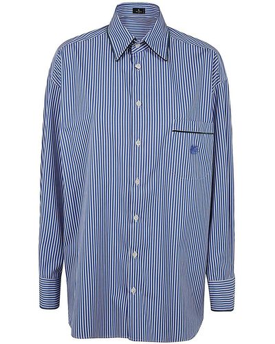 Etro Striped Poplin Shirt - Blue