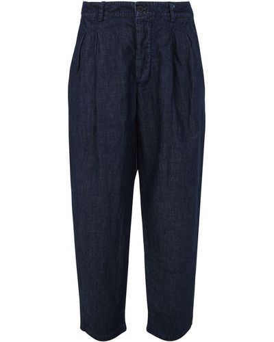 Original Vintage Style Regular Cotton Trousers - Blue