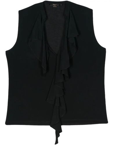 Seventy Sleeveless Top With Rouches - Black