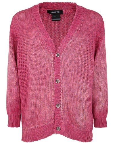 Avant Toi Crew Neck Linen/cotton Pullover - Pink