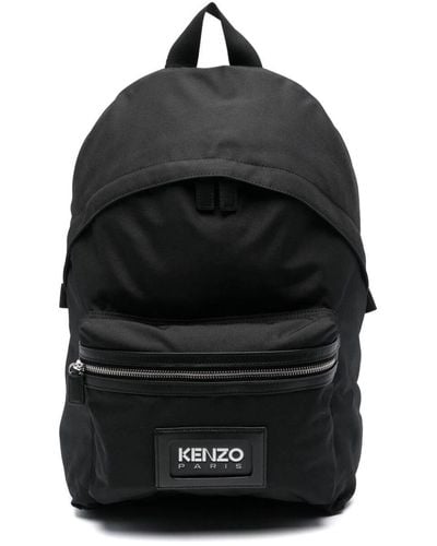 KENZO Logo-patch Canvas Backpack - Black