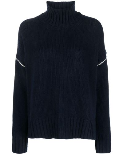Woolrich Contrasting-stitch Roll-neck Sweater - Blue