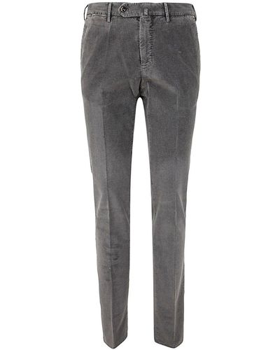 PT01 Flat Front Trousers With Diagonal Pockets - Grey