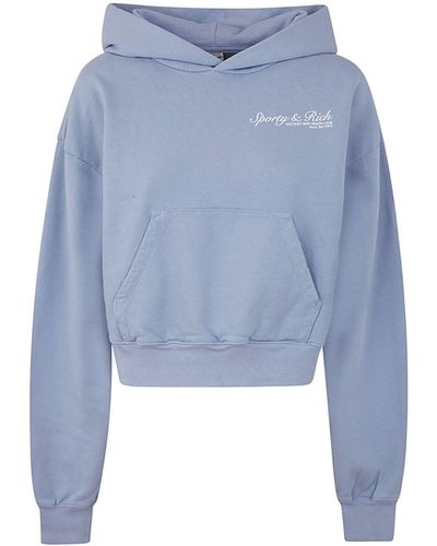 Sporty & Rich French Cropped Hoodie Clothing - Blue