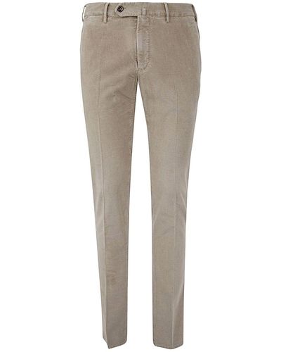 PT01 Flat Front Trousers With Diagonal Pockets - Grey