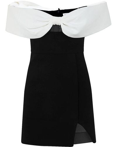 Self-Portrait Crepe Bow Mini Dress - Black