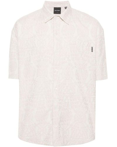 Daily Paper Zuri Macrame Jacquard Relaxed Short Sleeves Shirt - White