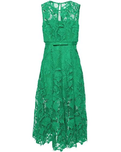 Self-Portrait Green Lace Sleeveless Midi Dress