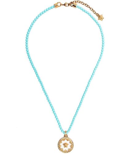Versace Necklace Metal Coral Pendant - Blue