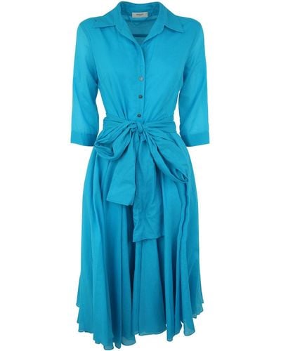 NINA 14.7 Midi Cotton Voile Dress - Blue