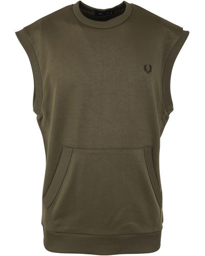 Fred Perry Knitwear Crew Neck Tank Top - Green