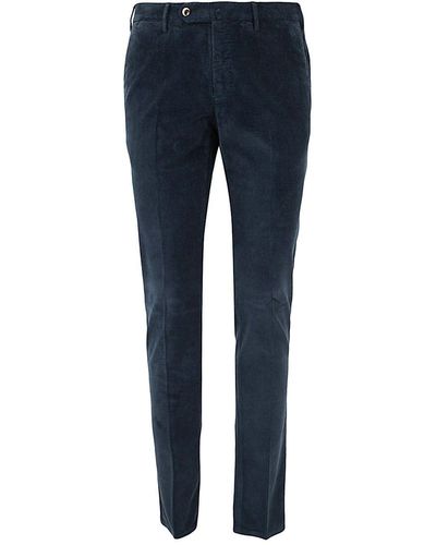 PT01 Flat Front Pants With Diagonal Pockets - Blue