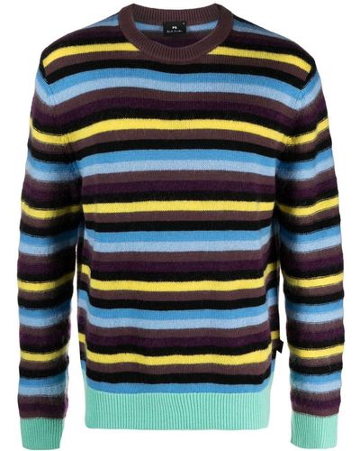 PS by Paul Smith Striped Wool Sweater - Blue