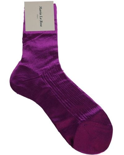 Maria La Rosa Ribbed Laminated Socks - Purple
