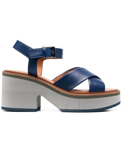 Robert Clergerie Leather Sandals With Ankle Closure - Blue