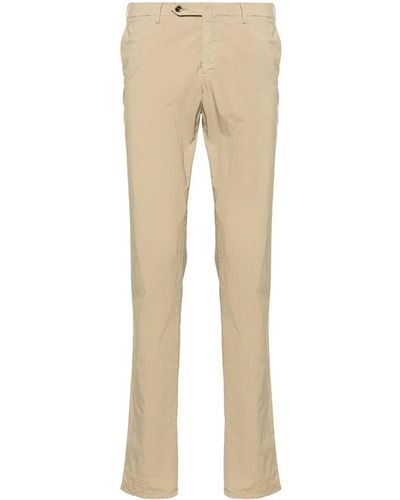 PT01 Double Dye Stretch Light Popeline Slim Flat Front Trousers - Natural