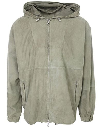 Desa Suede Jacket With Hood - Grey