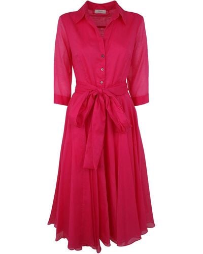 NINA 14.7 Midi Cotton Voile Dress - Red