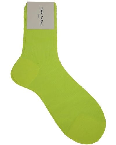 Maria La Rosa Femme Socks: Silk Ribbed Laminate - Green
