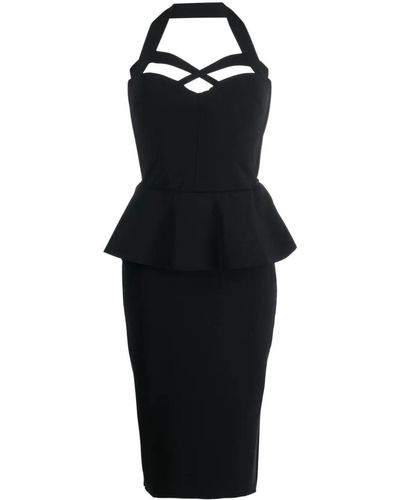 La Petite Robe Chiara Boni Thanore Deep Neck Dress - Black