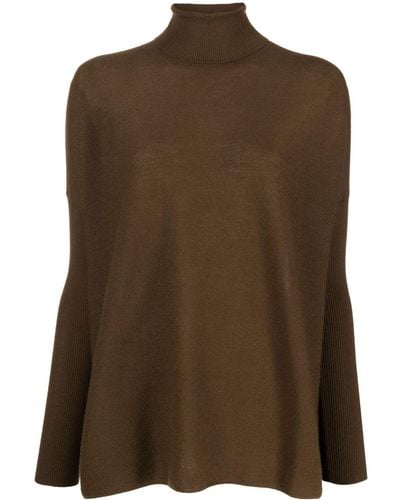 Gentry Portofino Knit High Neck Sweater - Brown