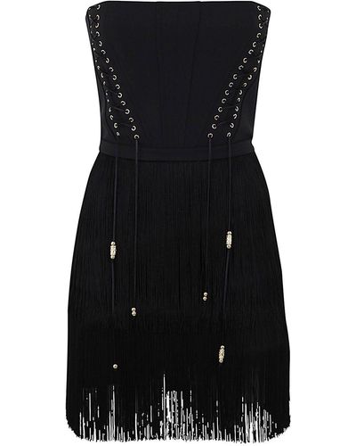 Elisabetta Franchi Bustier Fringe Detailing Dress - Black