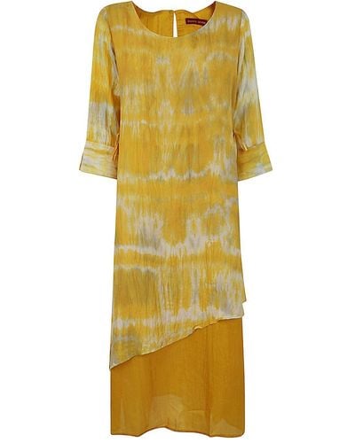 BIANCO LEVRIN Midi Dress In Silk - 1330 Cm - Yellow