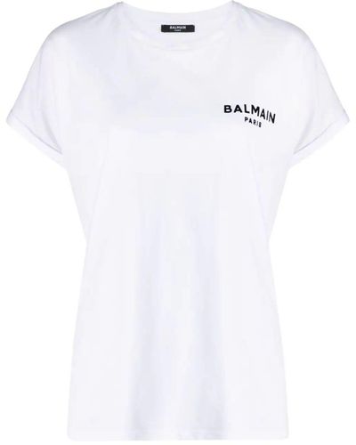 Balmain Flock Detail T-shirt - White