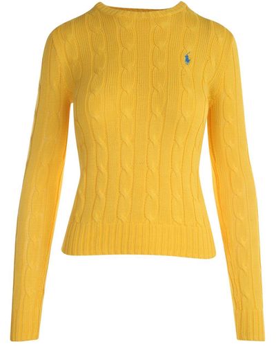 Polo Ralph Lauren Crew Neckline Sweater With Braids - Yellow