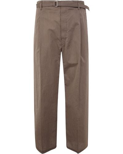 Lemaire Wide Leg Belted Easy Trousers - Brown