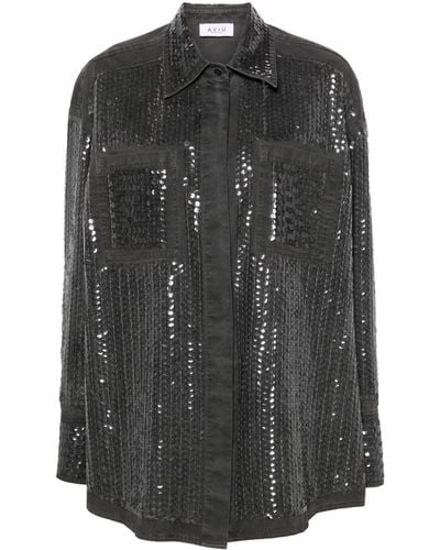Aviu Oversized Shirt With Paillettes - Black