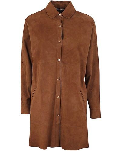The Jackie Leathers Leather Trench Coat - Brown