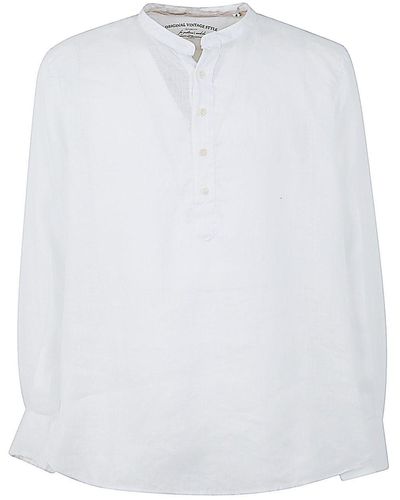 Original Vintage Style Collar Shirt Linen - White
