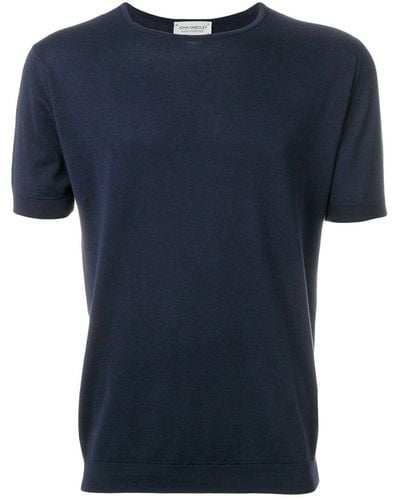 John Smedley Belden Short Sleeves Crew Neck T-shirt - Blue