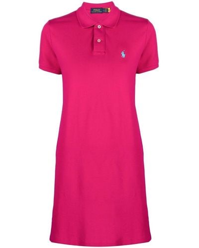 Polo Ralph Lauren Short Sleeves Polo Neck Dress - Pink