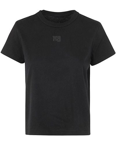 Alexander Wang Essential Jersey Shrunk Tee With Puff Logo And Bound Neck Clothing - Black