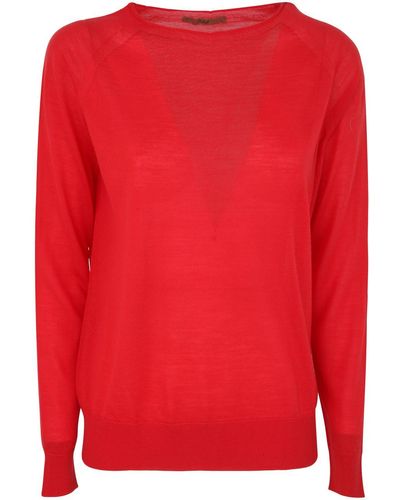 Nuur Boat Neck Sweater - Red