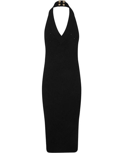 Balmain Halterneck Knit Midi Dress Clothing - Black