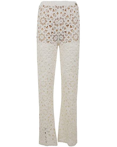Twin Set Flared Lace Trouser - Natural